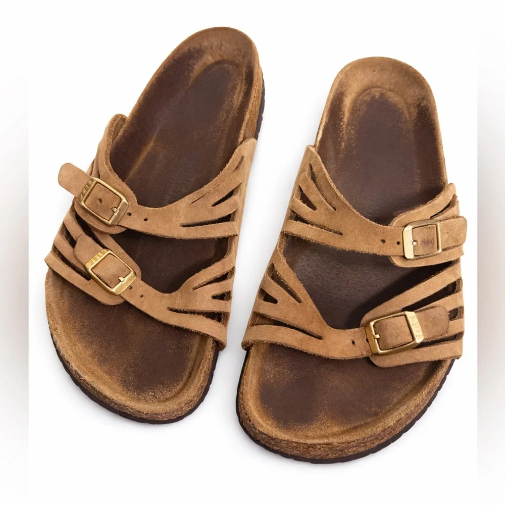 BIRKENSTOCK GRANADA SOFT FOOTBED SANDALS TOBACCO OILED LEATHER 38 - Picture 1 of 6